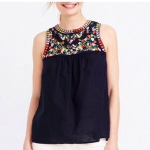 J. Crew Sleeveless Embroidered Top size 00